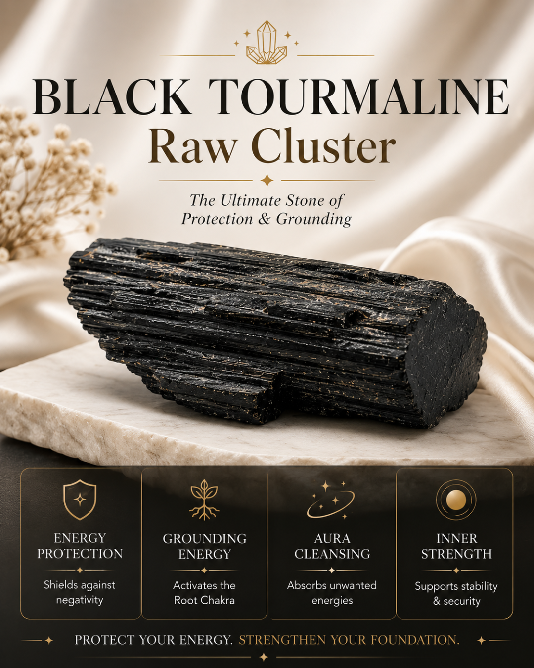 Divine Protection Black Tourmaline Raw Cluster
