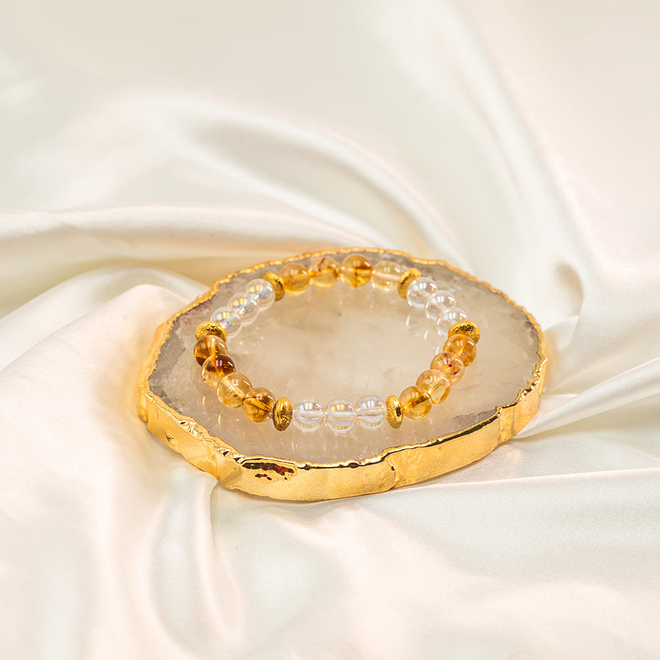 Yellow Citrine+Aura Quartz Bracelet