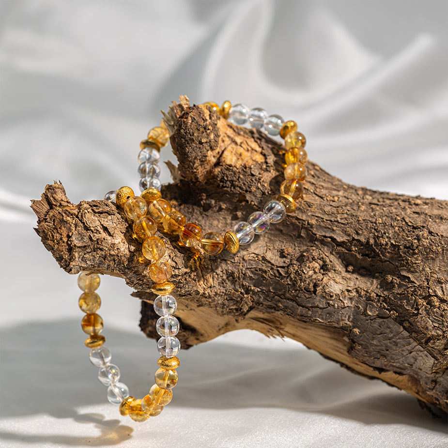 Yellow Citrine+Aura Quartz Bracelet