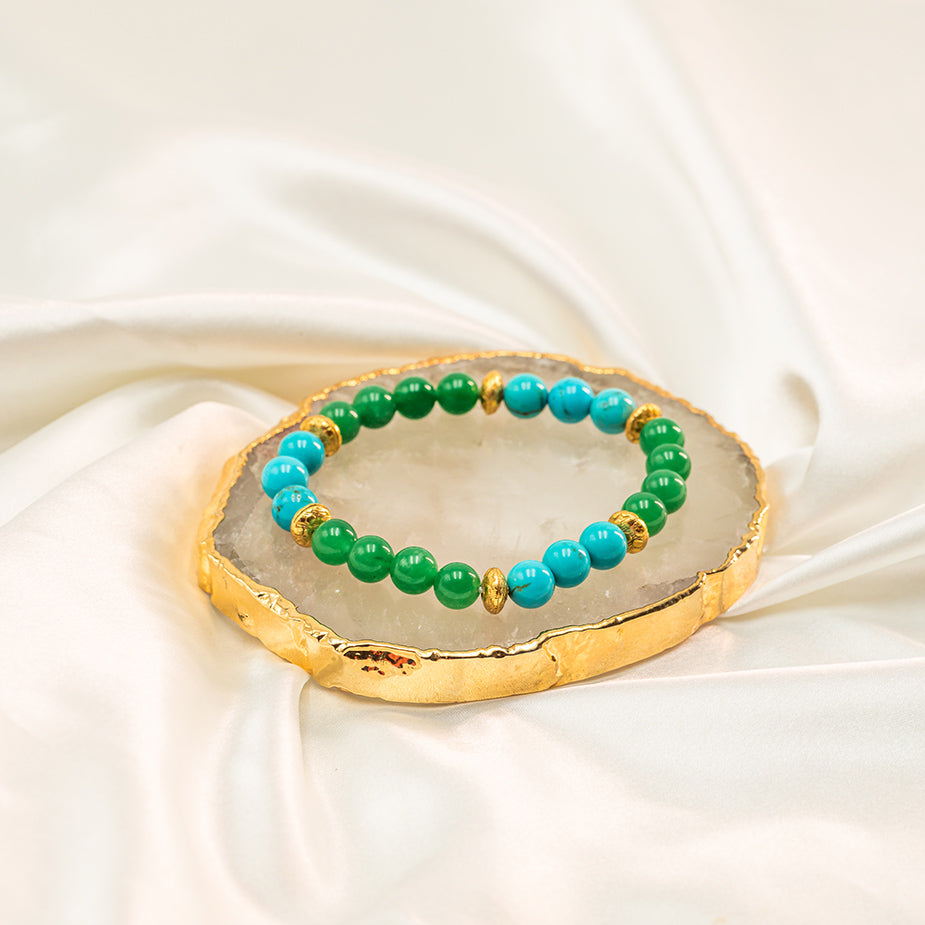 Blue Howlite+Green Aventurine Bracelet