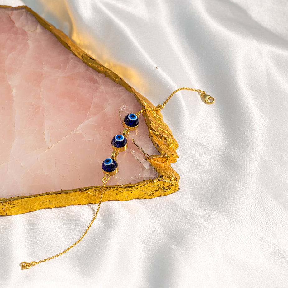 3 Evil Eye Bracelet in Silver