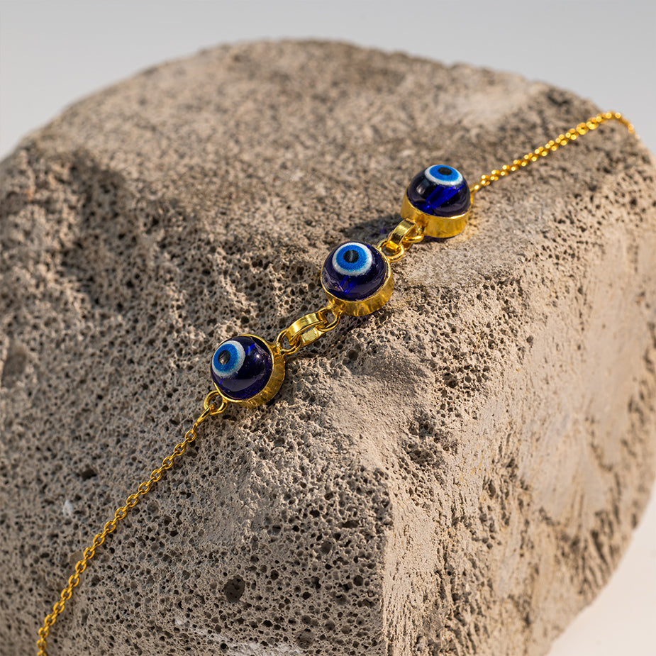 3 Evil Eye Bracelet in Silver