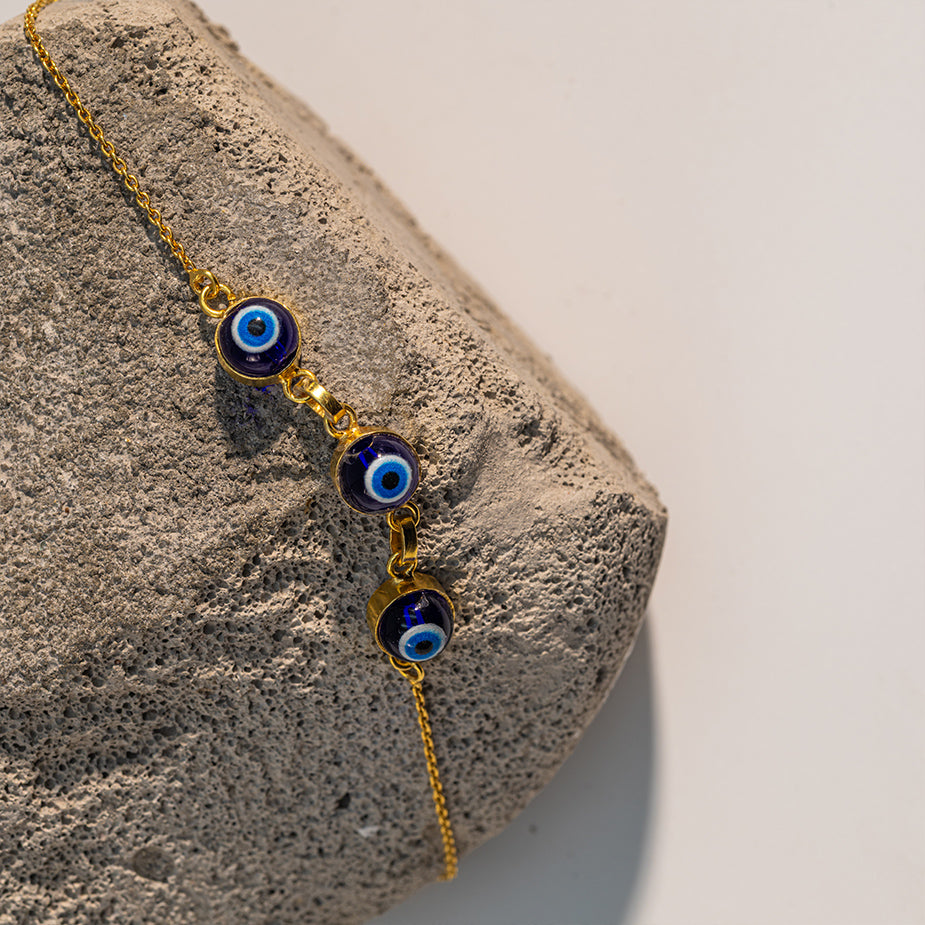 3 Evil Eye Bracelet in Silver