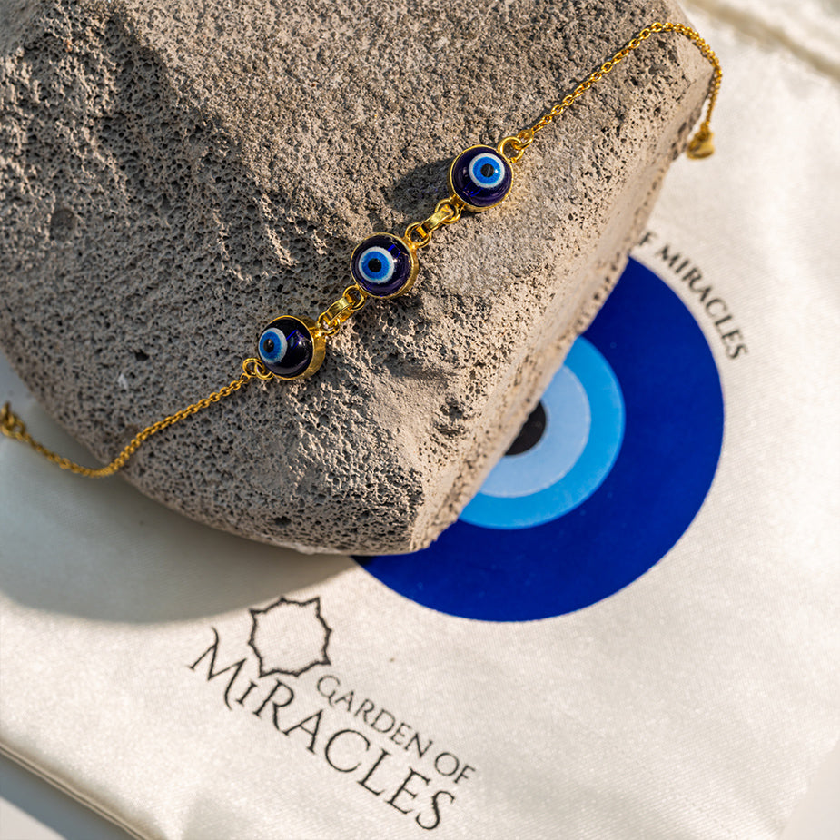 3 Evil Eye Bracelet in Silver