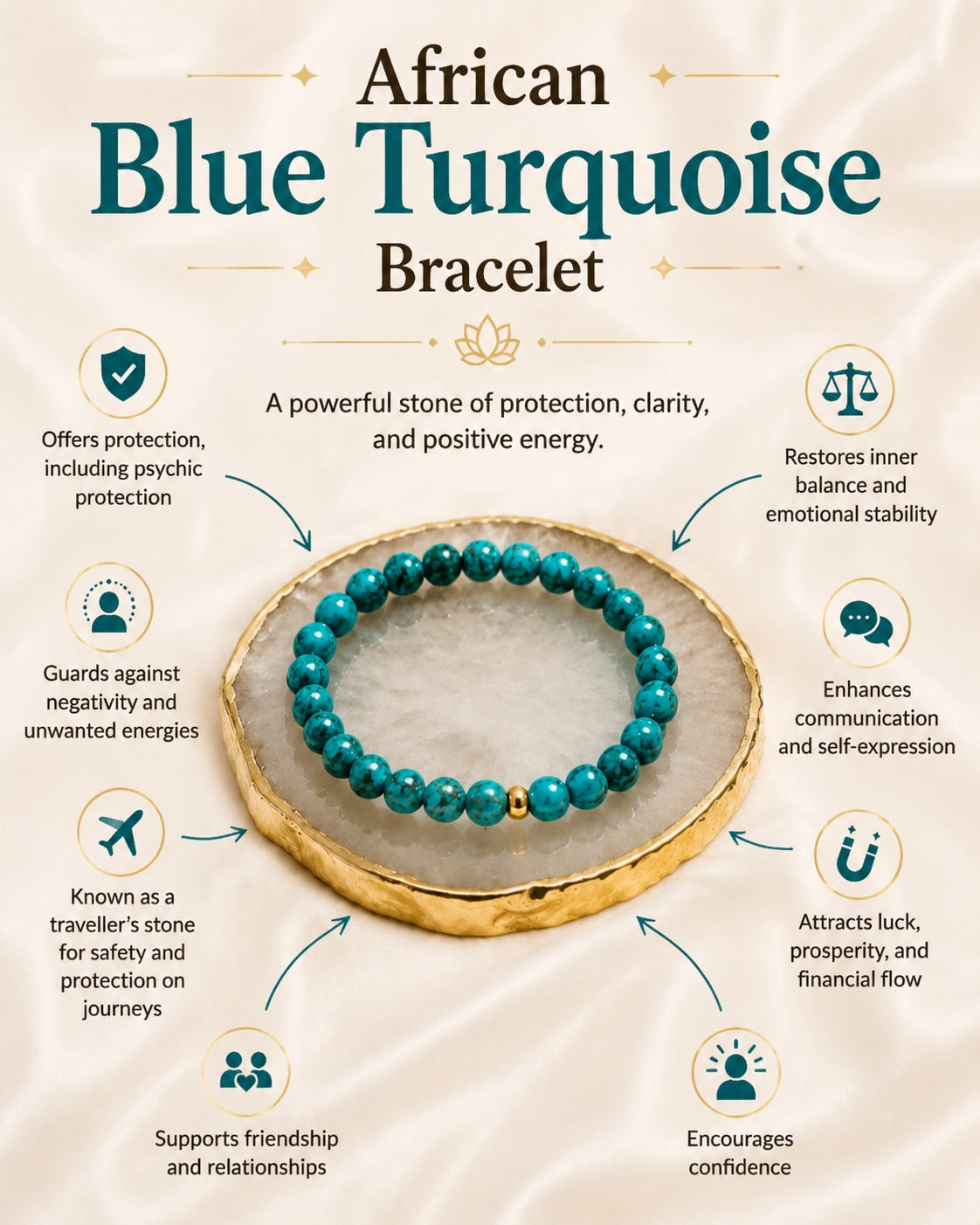 Travel Abroad African Blue Turquoise Bracelet