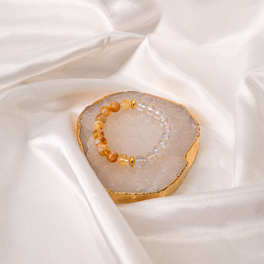 Yellow Citrine+Aura Quartz Bracelet