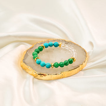 Green Aventurine+Blue Howlite+Clear Quartz Bracelet