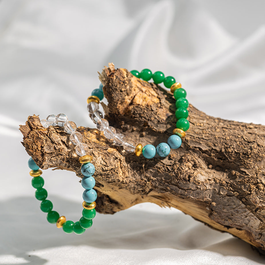Green Aventurine+Blue Howlite+Clear Quartz Bracelet