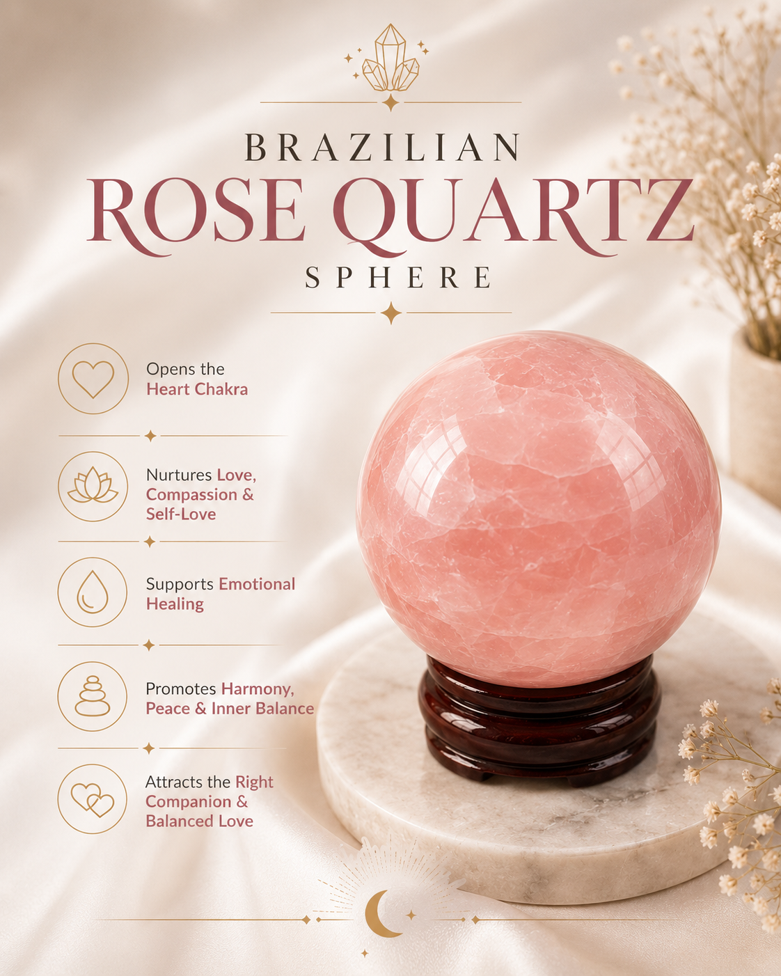 Brazilian Rose quartz sphere