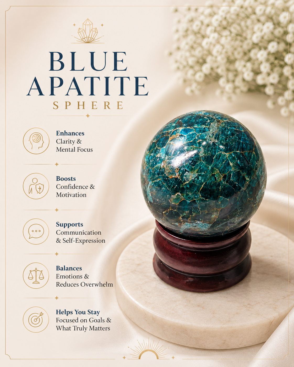 Blue Apatite Sphere