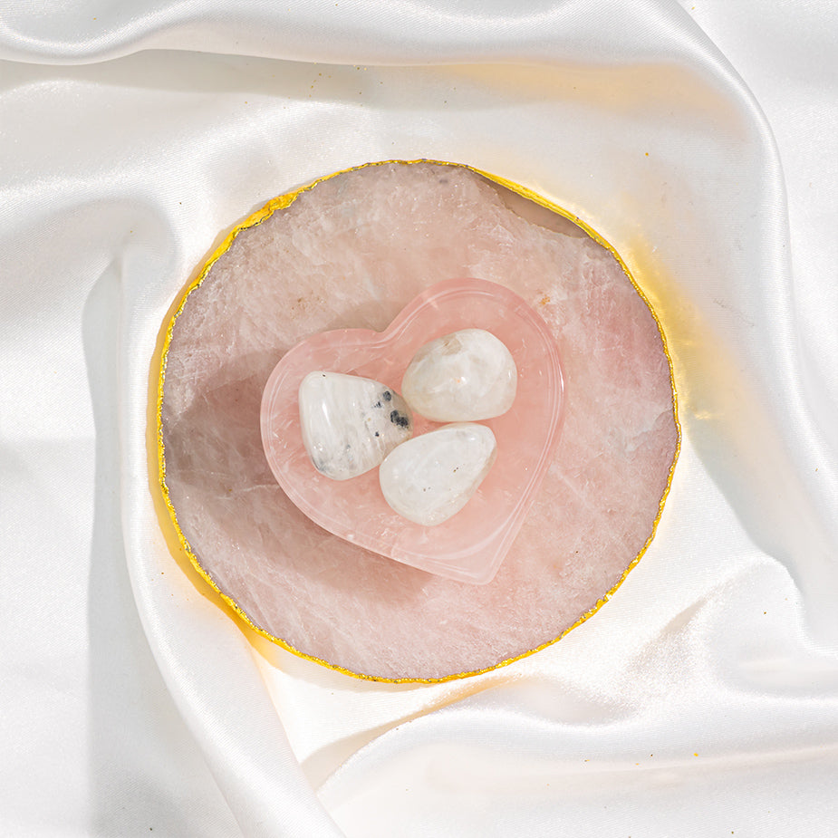 Mini Heart Rose Quartz Bowls
