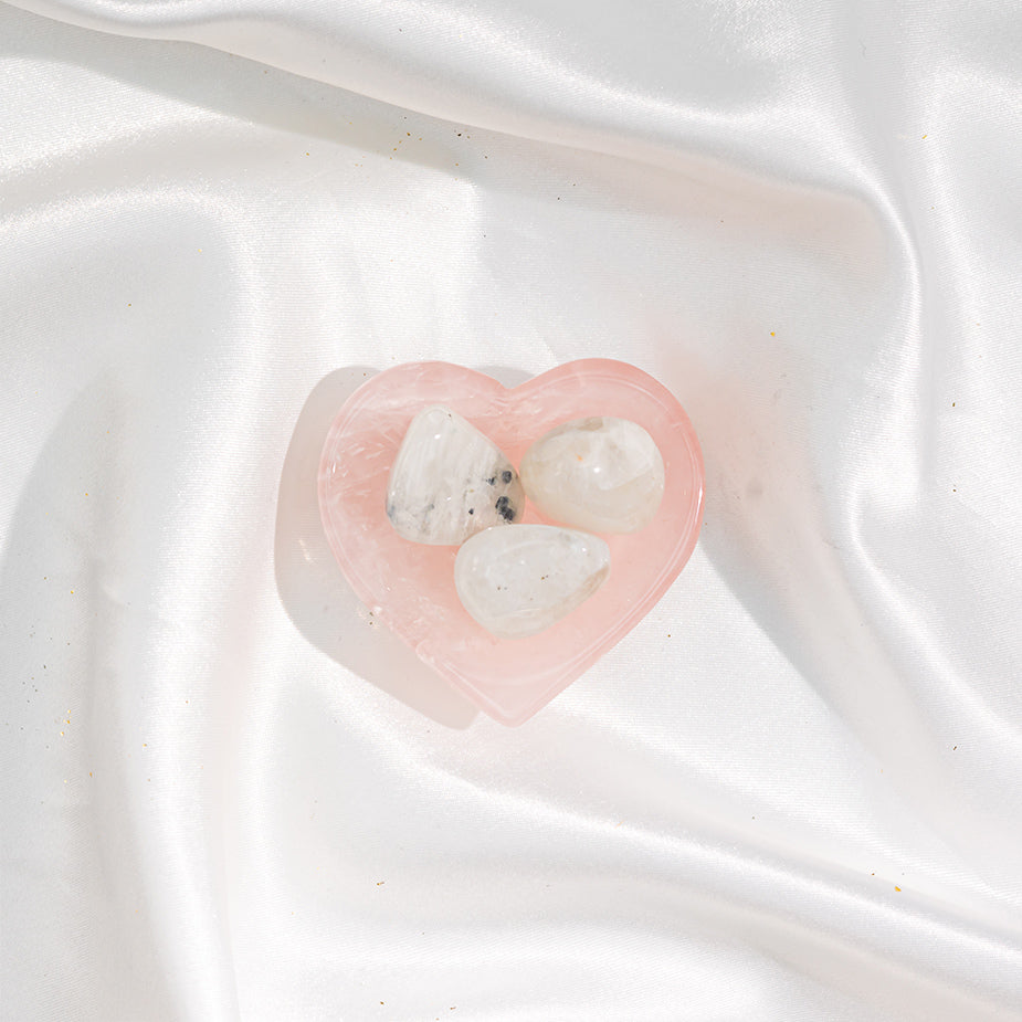 Mini Heart Rose Quartz Bowls