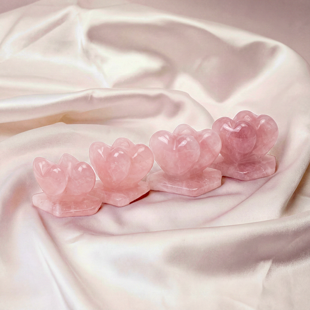 Rose quartz Twin Hearts
